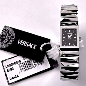 NWT Versace Stainless Steel
Women's Art Deco Black Face Watch LLQ99